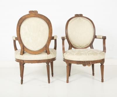 Pair of Louis XVI Period Oval Back Fauteuil