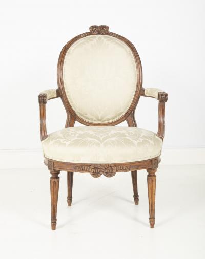 Pair of Louis XVI Period Oval Back Fauteuil