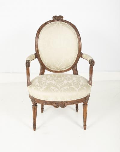 Pair of Louis XVI Period Oval Back Fauteuil