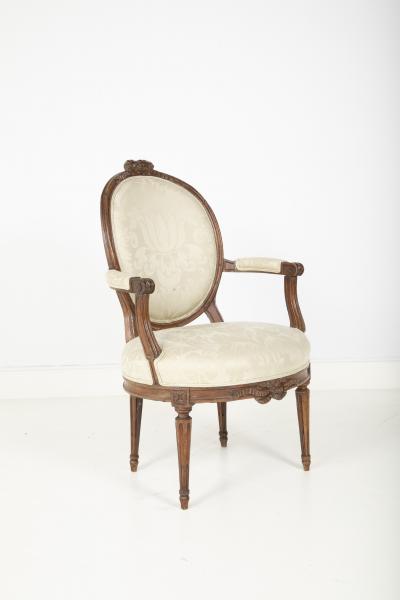Pair of Louis XVI Period Oval Back Fauteuil