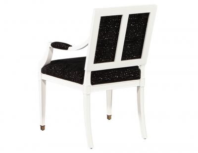 Pair of Louis XVI Style Arm Chairs in Black and White