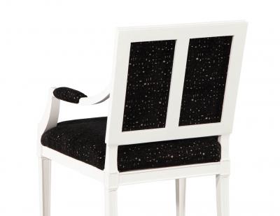 Pair of Louis XVI Style Arm Chairs in Black and White