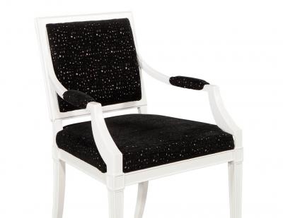 Pair of Louis XVI Style Arm Chairs in Black and White