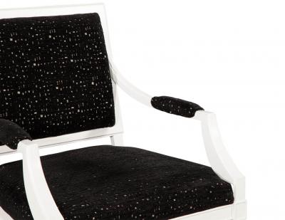Pair of Louis XVI Style Arm Chairs in Black and White