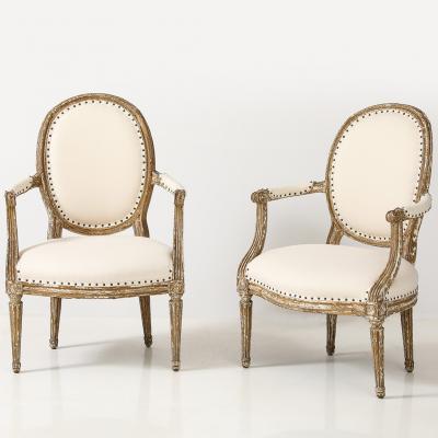 Pair of Louis XVI Style Armchairs Late 19th Century