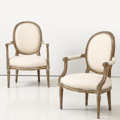 Pair of Louis XVI Style Armchairs Late 19th Century
