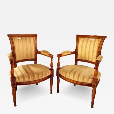 Pair of Louis XVI Style Armchairs Manner of Jansen