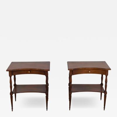 Pair of Louis XVI Style Bedside Tables with Curved Fronts and Lower Shelves