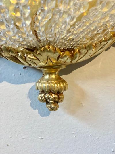 Pair of Louis XVI Style Bronze and Crystal Beaded Diminutive Wall Sconce
