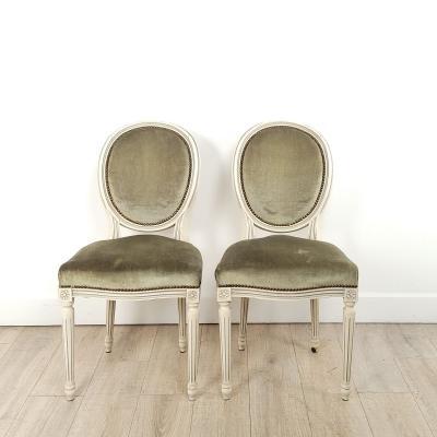 Pair of Louis XVI Style Chairs France circa 1950