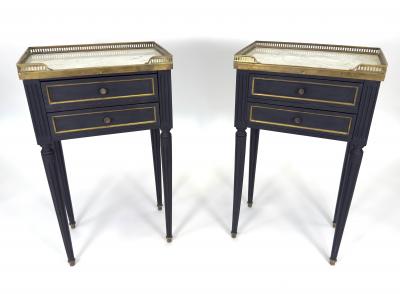 Pair of Louis XVI Style Ebonized Bedside Tables c 1900
