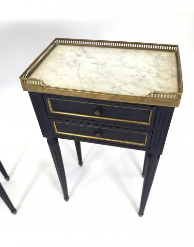 Pair of Louis XVI Style Ebonized Bedside Tables c 1900