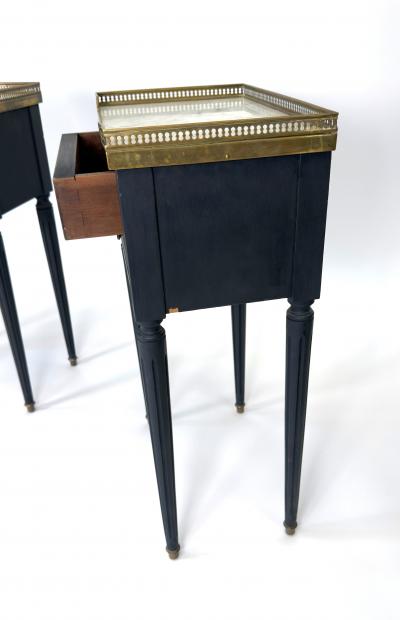 Pair of Louis XVI Style Ebonized Bedside Tables c 1900
