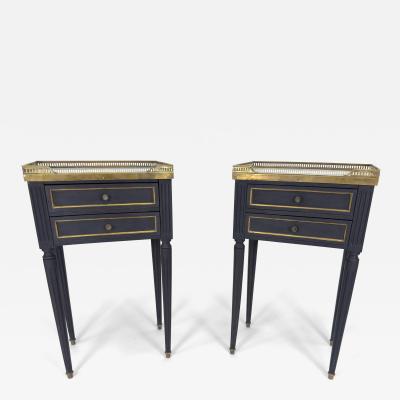Pair of Louis XVI Style Ebonized Bedside Tables c 1900