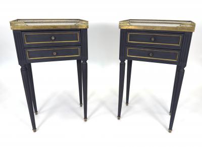 Pair of Louis XVI Style Ebonized Bedside Tables c 1900