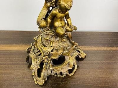Pair of Louis XVI Style Gilt Bronze Candelabra Cherub Florentine Form