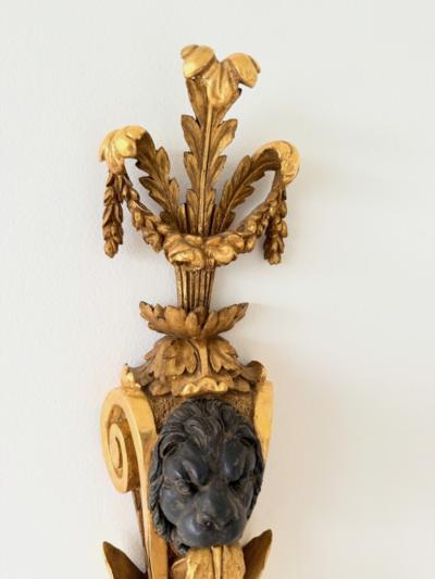 Pair of Louis XVI Style Gilt Wood Candle Sconces