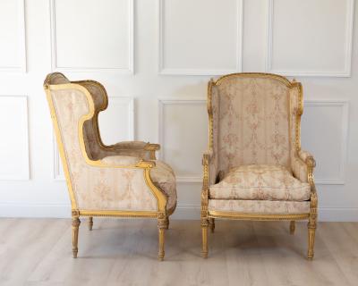 Pair of Louis XVI Style Giltwood Armchairs circa 1920