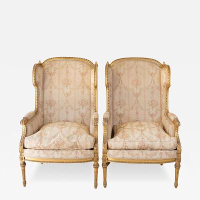 Pair of Louis XVI Style Giltwood Armchairs circa 1920