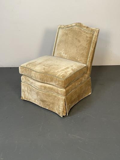 Pair of Louis XVI Style Mohair Slipper or Lounge Chairs Traditional Velvet