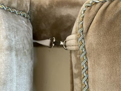 Pair of Louis XVI Style Mohair Slipper or Lounge Chairs Traditional Velvet