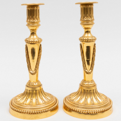 Pair of Louis XVI Style Ormolu Candlesticks
