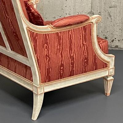 Pair of Louis XVI Style Painted Berg re Arm Lounge Chairs Traditional France
