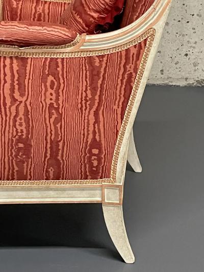 Pair of Louis XVI Style Painted Berg re Arm Lounge Chairs Traditional France