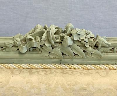 Pair of Louis XVI Style Throne or Arm Chairs Paint Decorated Frames