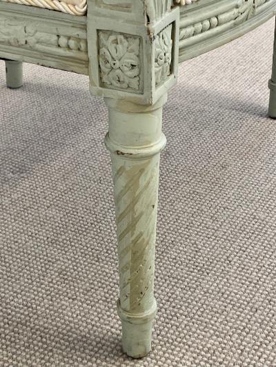Pair of Louis XVI Style Throne or Arm Chairs Paint Decorated Frames