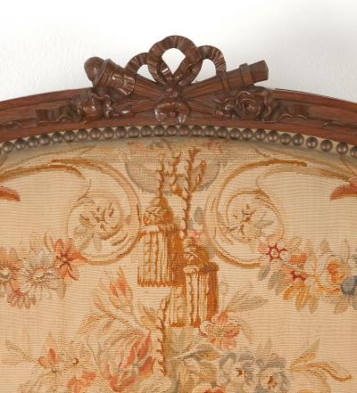 Pair of Louis XVI Style Walnut Armchairs with Aubusson Tapestry France 