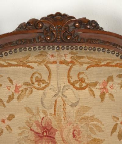 Pair of Louis XVI Style Walnut Beech Part Gilt Armchairs