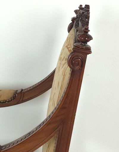 Pair of Louis XVI Style Walnut Beech Part Gilt Armchairs