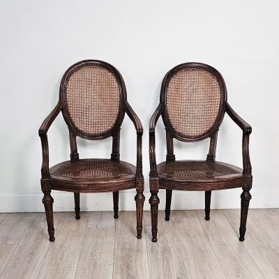 Pair of Louis XVI Walnut Chairs without Cushions Italy circa 1790 