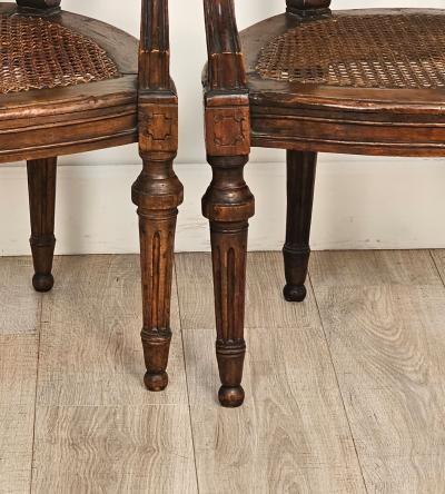 Pair of Louis XVI Walnut Chairs without Cushions Italy circa 1790 