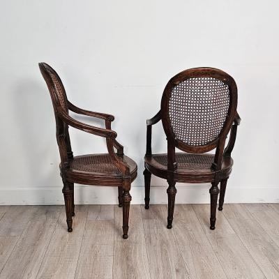 Pair of Louis XVI Walnut Chairs without Cushions Italy circa 1790 