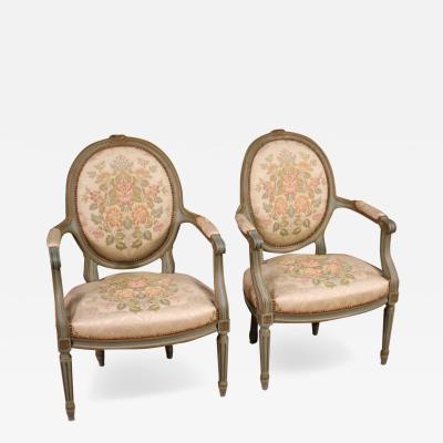 Pair of Louis XVI style armchairs