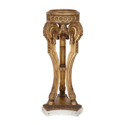 Pair of Louis XVI style giltwood and marble pedestals