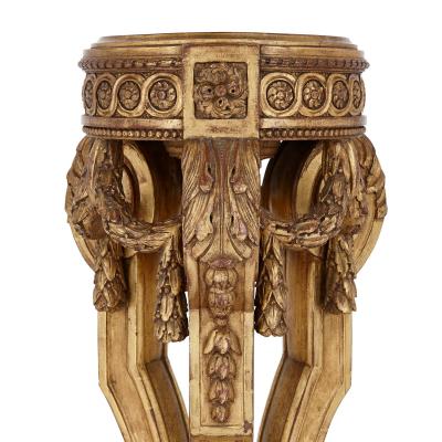Pair of Louis XVI style giltwood and marble pedestals