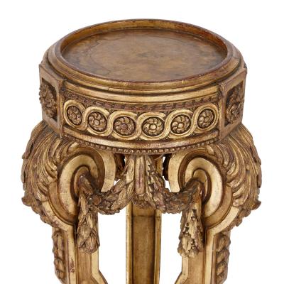 Pair of Louis XVI style giltwood and marble pedestals