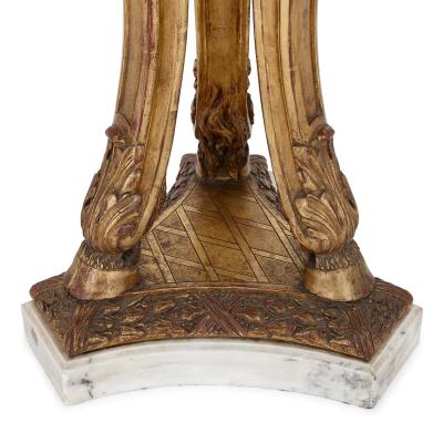 Pair of Louis XVI style giltwood and marble pedestals