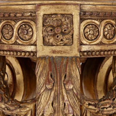 Pair of Louis XVI style giltwood and marble pedestals