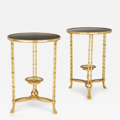 Pair of Louis XVI style marble and ormolu occasional tables