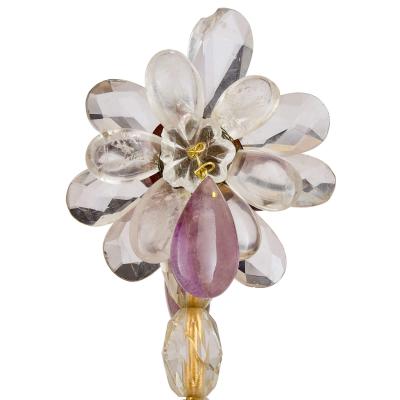 Pair of Louis XVI style ormolu malachite and rock crystal girandoles