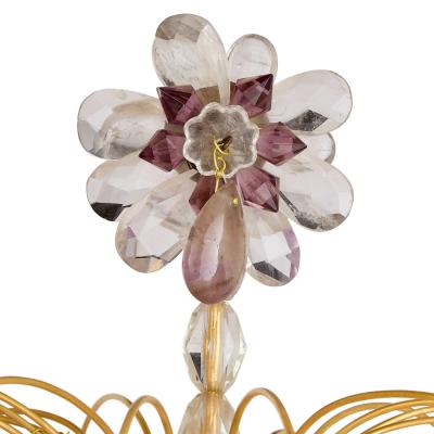 Pair of Louis XVI style ormolu malachite and rock crystal girandoles