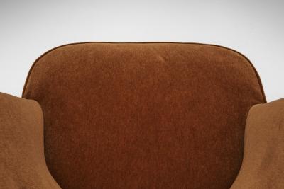 Pair of Lounge Chairs Upholstered in Burnt Orange Mohair Norway 1940s