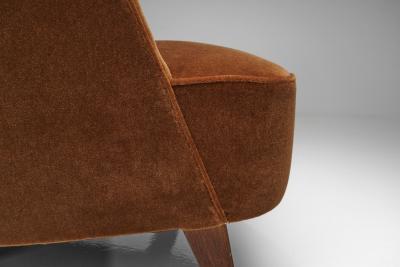 Pair of Lounge Chairs Upholstered in Burnt Orange Mohair Norway 1940s