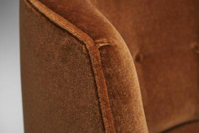 Pair of Lounge Chairs Upholstered in Burnt Orange Mohair Norway 1940s