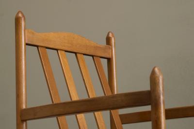 Pair of Lounge Chairs in Solid Oak To Be Reupholstered France 1960s