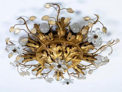Pair of Lovely Flush Mount Ceiling Light by Banci Firenze Italy circa 1970s